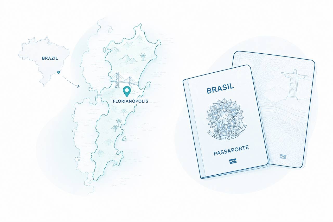 Карта Бразилии, Florianópolis и паспорта